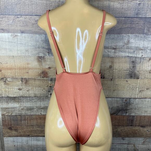 Dippin' Daisy's The Toxic Fantasy Deep V One Piece Swimsuit Bronze Rust Medium - Picture 4 of 10